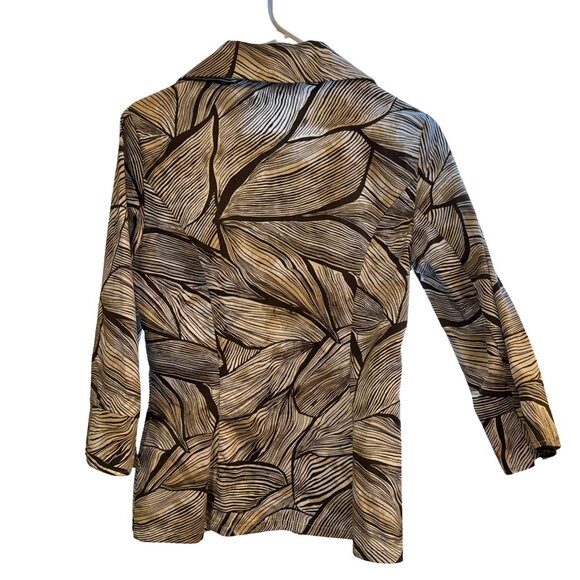 Tribal Womens Size 6 Abstract Brown & White Patterned 3/4 Sleeve Lightweight Jac - Picture 5 of 5